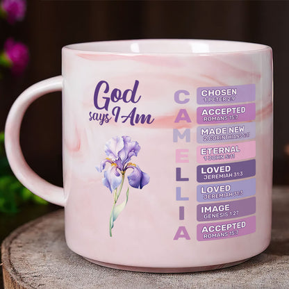 God Says I Am | Personalized Marble Mug