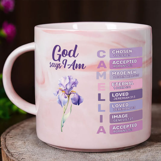God Says I Am | Personalized Marble Mug