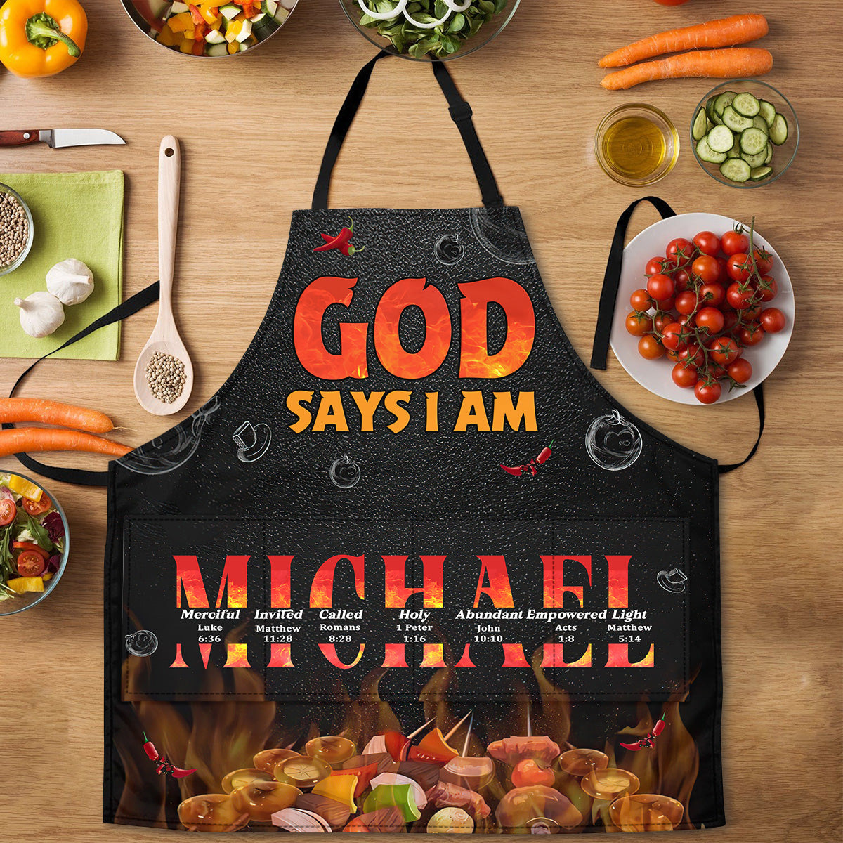 God Says I Am  | Personalized Apron With Pocket