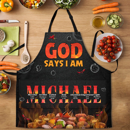 God Says I Am  | Personalized Apron With Pocket