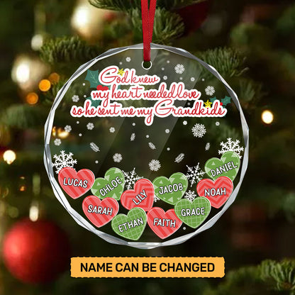 God Knew My Heart Needed Love | Personalized 1-Side Round Glass Ornament JSURGOPHLPA1651M