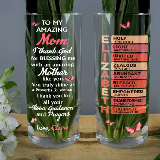 To My Amazing Mom  | Personalized Glass Vase
