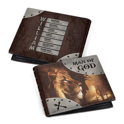 Man Of God With Lion And Cross | Personalized Folded Wallet For Men