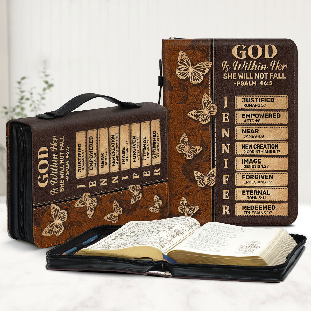 God Is Within Her She Will Not Fall | Personalized Bible Cover