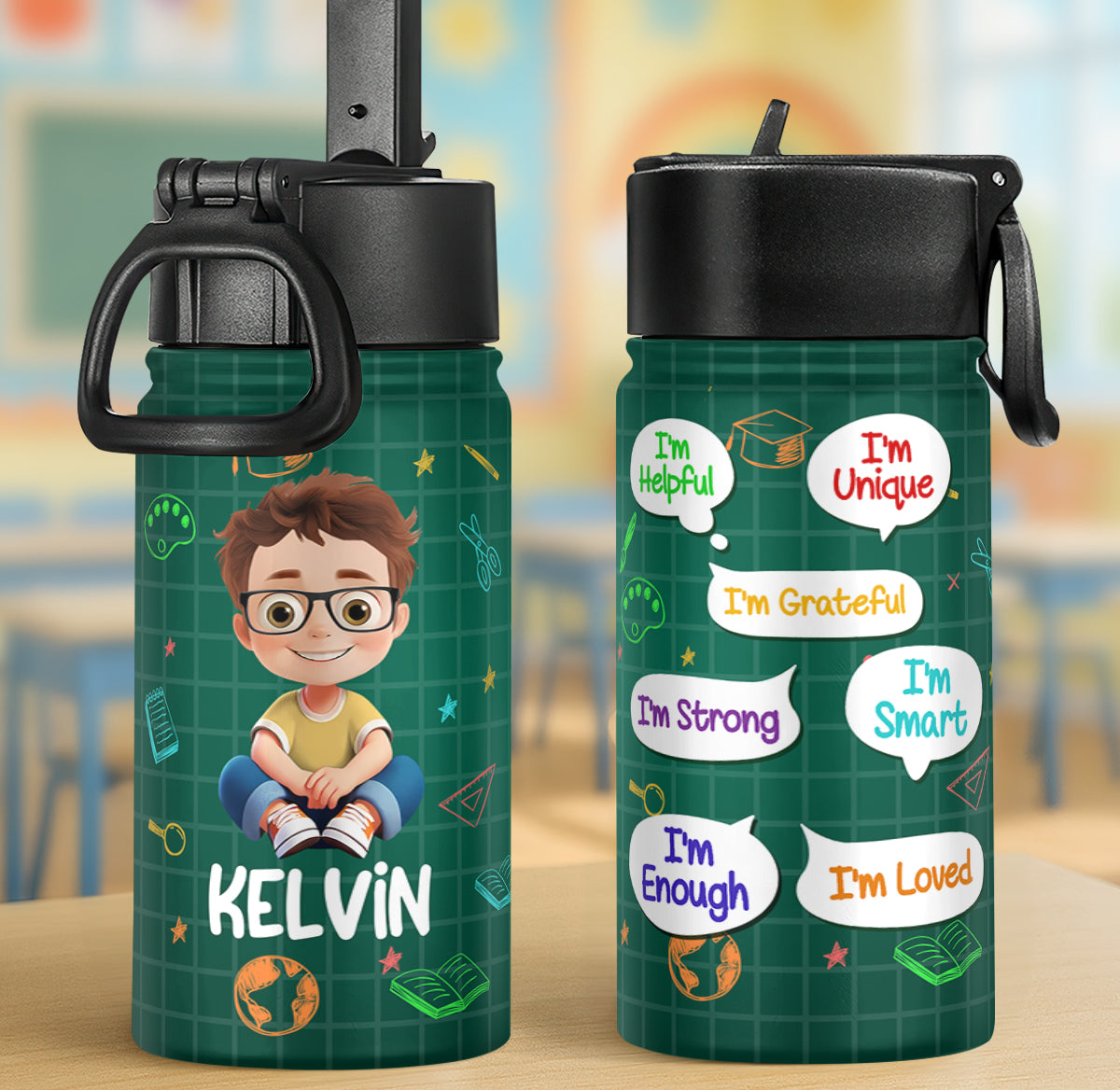 I'm Kind I'm Brave | Personalized Kids Stainless Steel Water Bottle