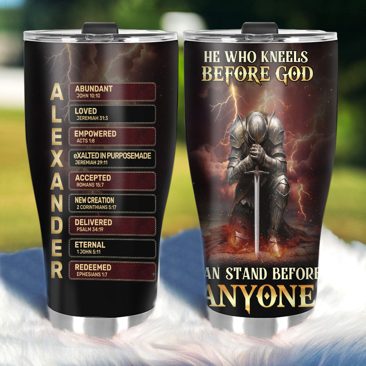 He Who Kneels Before God  | Personalized Stainless Steel Tumbler