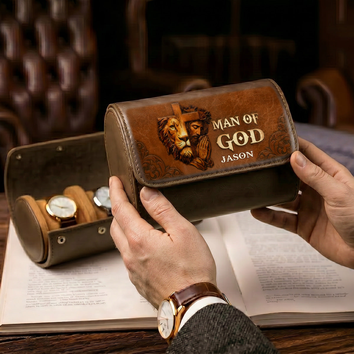 Man Of God | Personalized Leather Watch Case