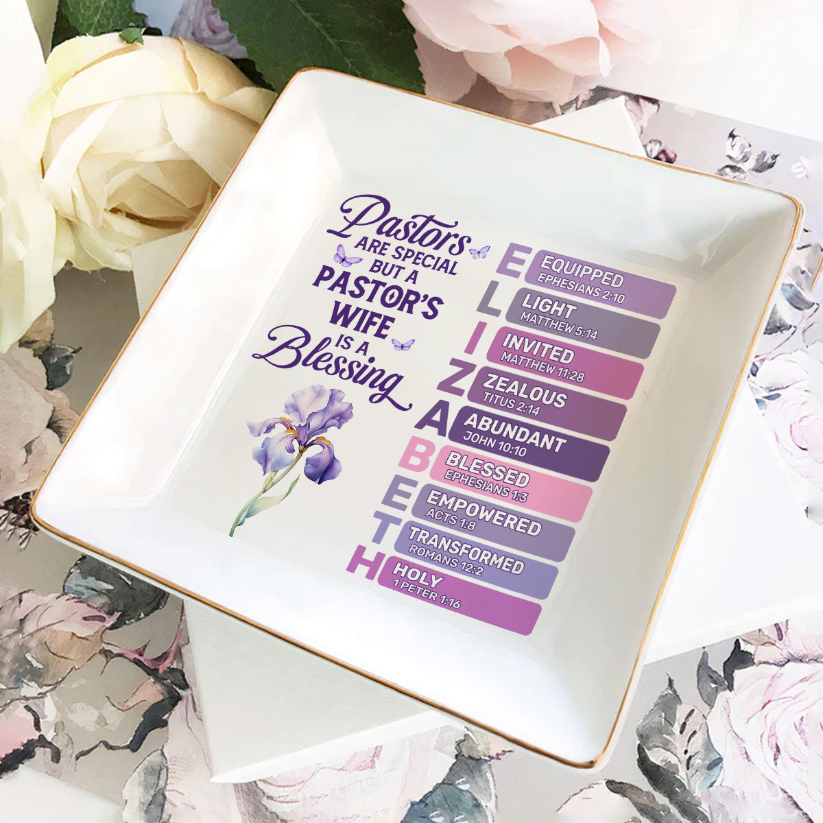 Pastor's Wife Is A Blessing | Personalized Ceramic Ring Dish Square