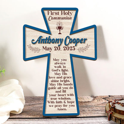 May You Always Walk In God’s Light | Personalized Wood Cross