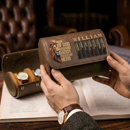 Man Of God Husband Daddy Protector Hero | Personalized Leather Watch Case