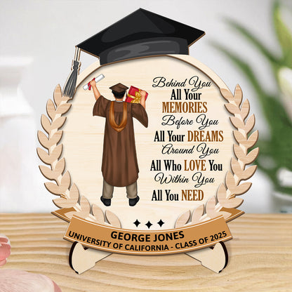 Behind You All Your Memories | Personalized 2-Layered Wooden Plaque