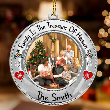 Family Is The Treasure Of Heaven | Personalized 1-Side Acrylic Ornament JSACOPN2610L