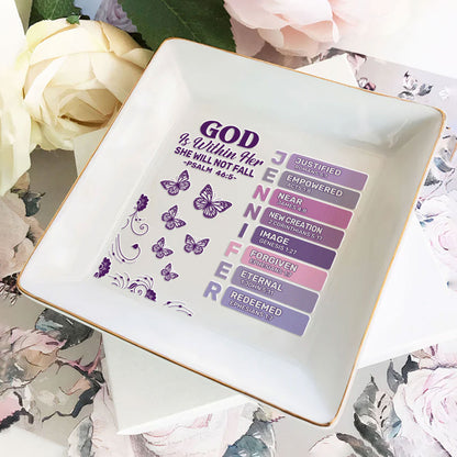 God Is Within Her She Will Not Fall | Personalized Jewelry Dish