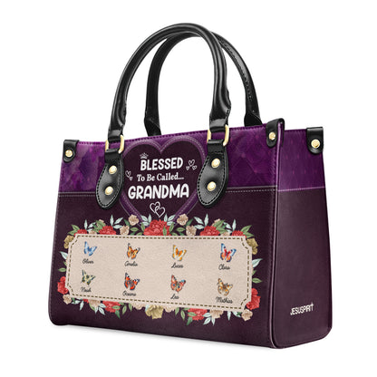 Blessed To Be Called Nana | Personalized Leather Handbag