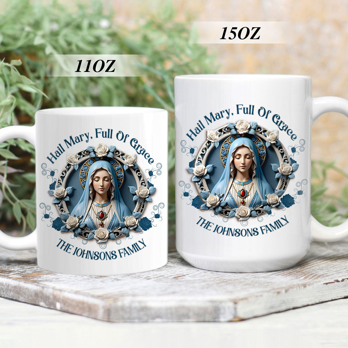 Hail Mary Full Of Grace | Personalized White Ceramic Mug
