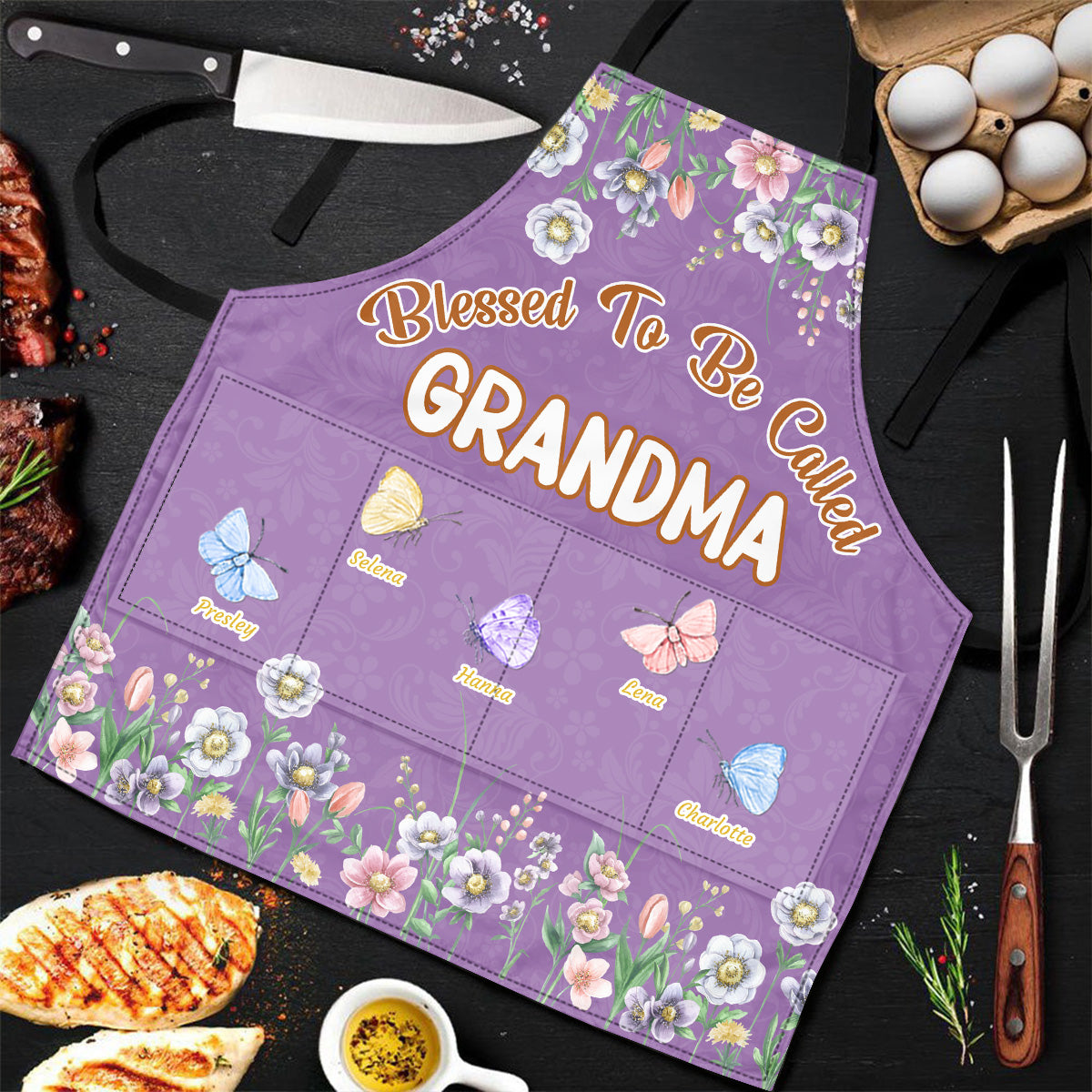 Blessed To Be Called Grandma | Personalized Apron With Pocket