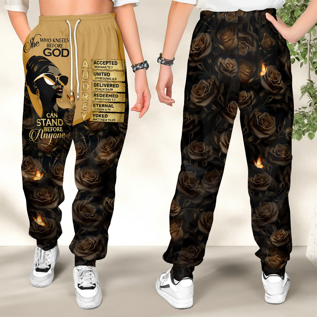 She Who Kneels Before God Can Stand Before Anyone | Personalized Sweatpants