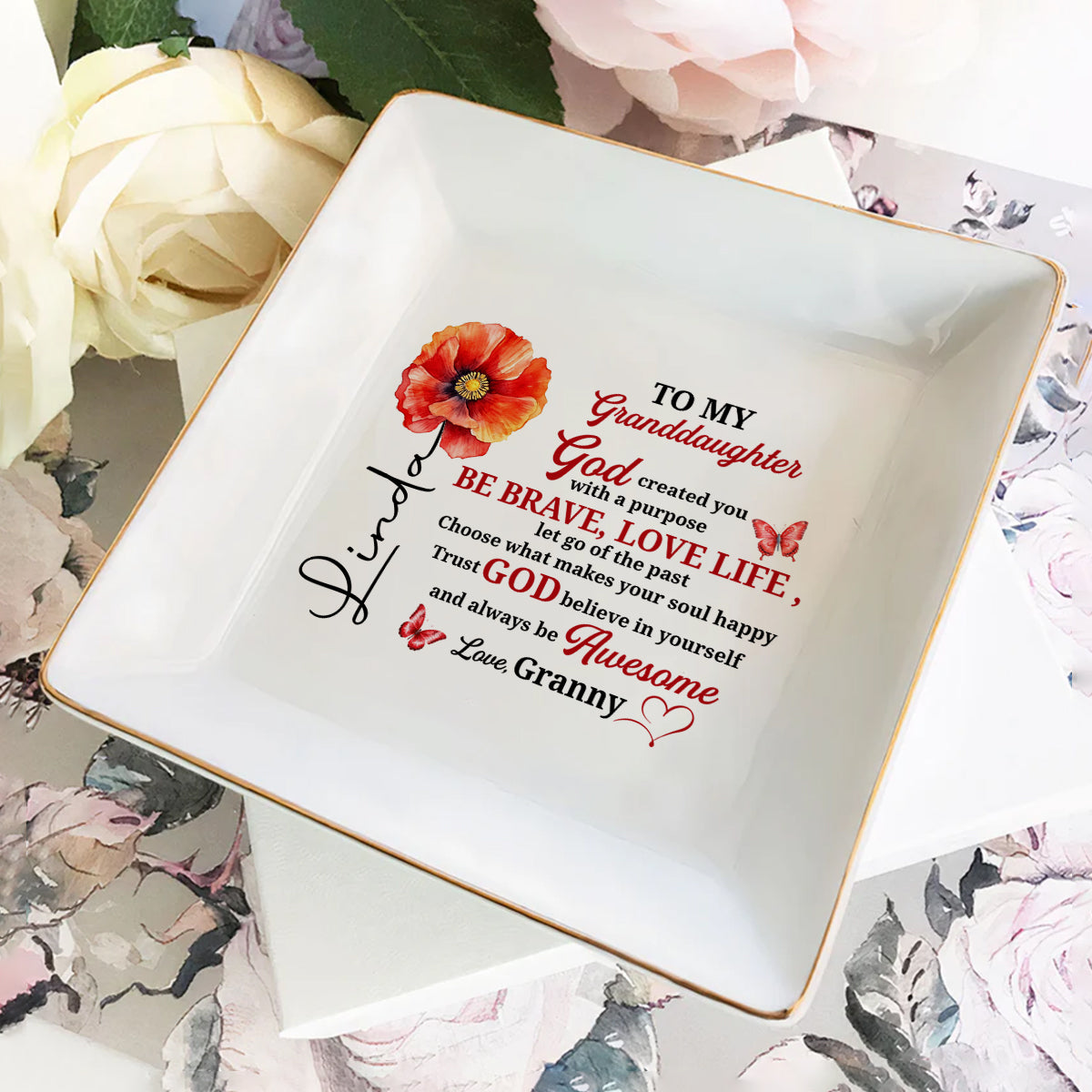 To My Daughter | Personalized Square Shaped Jewelry Dish