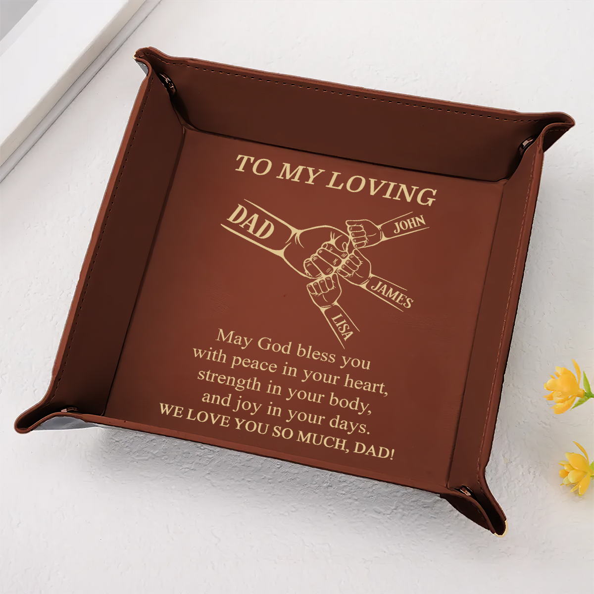 To My Loving Dad | Personalized Leather Valet Tray