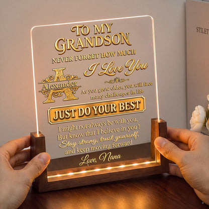 To My Grandson Never Forget How Much I Love You | Personalized Night Light