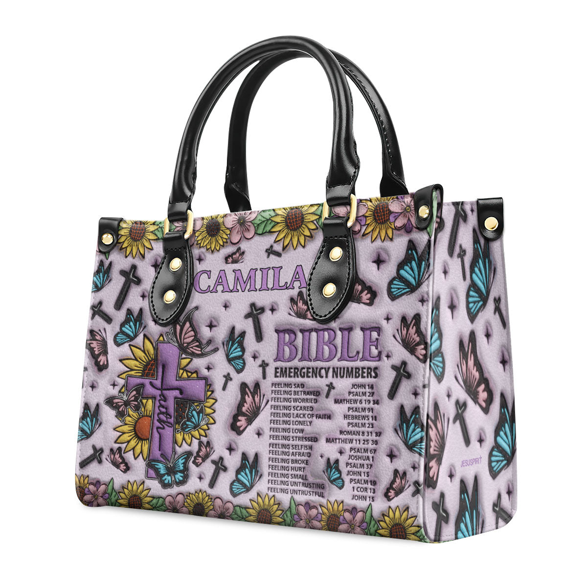 Bible Emergency Numbers | Personalized Leather Handbag JSLHBHA14
