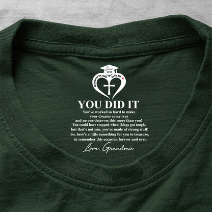 She Believed She Could So She Did Gift For Grandkids | Personalized Shirt With Design Inner Neck