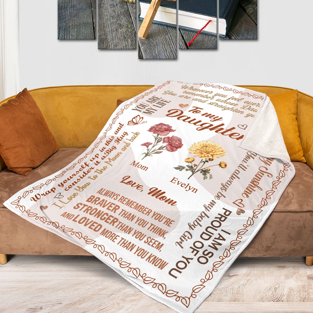 To My Daughter/Granddaughter Birth Month Flowers | Personalized Fleece Blanket JSFBPH2420L