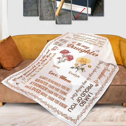 To My Daughter/Granddaughter Birth Month Flowers | Personalized Fleece Blanket JSFBPH2420L