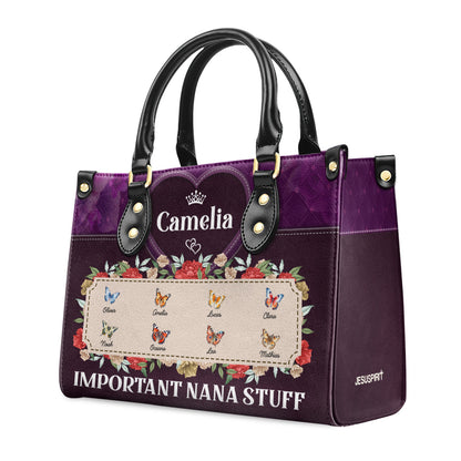 Important Nana Stuff | Personalized Leather Handbag