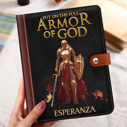 Put On The Full Armor Of God | Personalized Leather Notebook Cover With Pocket