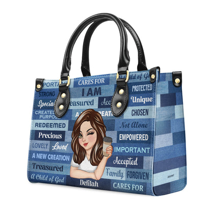 I Am | Personalized Leather Handbag JSLHBPH1348L