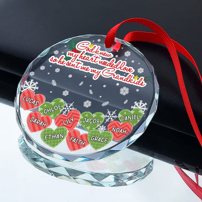 God Knew My Heart Needed Love | Personalized 1-Side Round Glass Ornament JSURGOPHLPA1651M