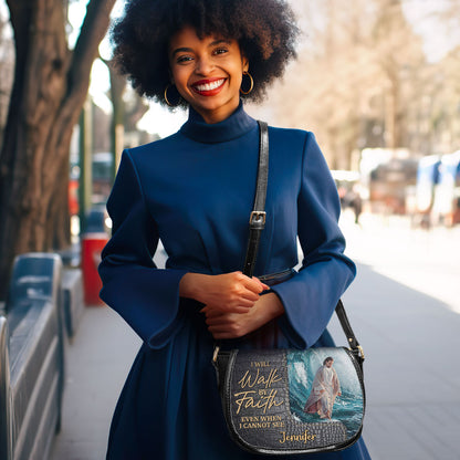 Walk By Faith - Personalized Leather Saddle Bag NUH262