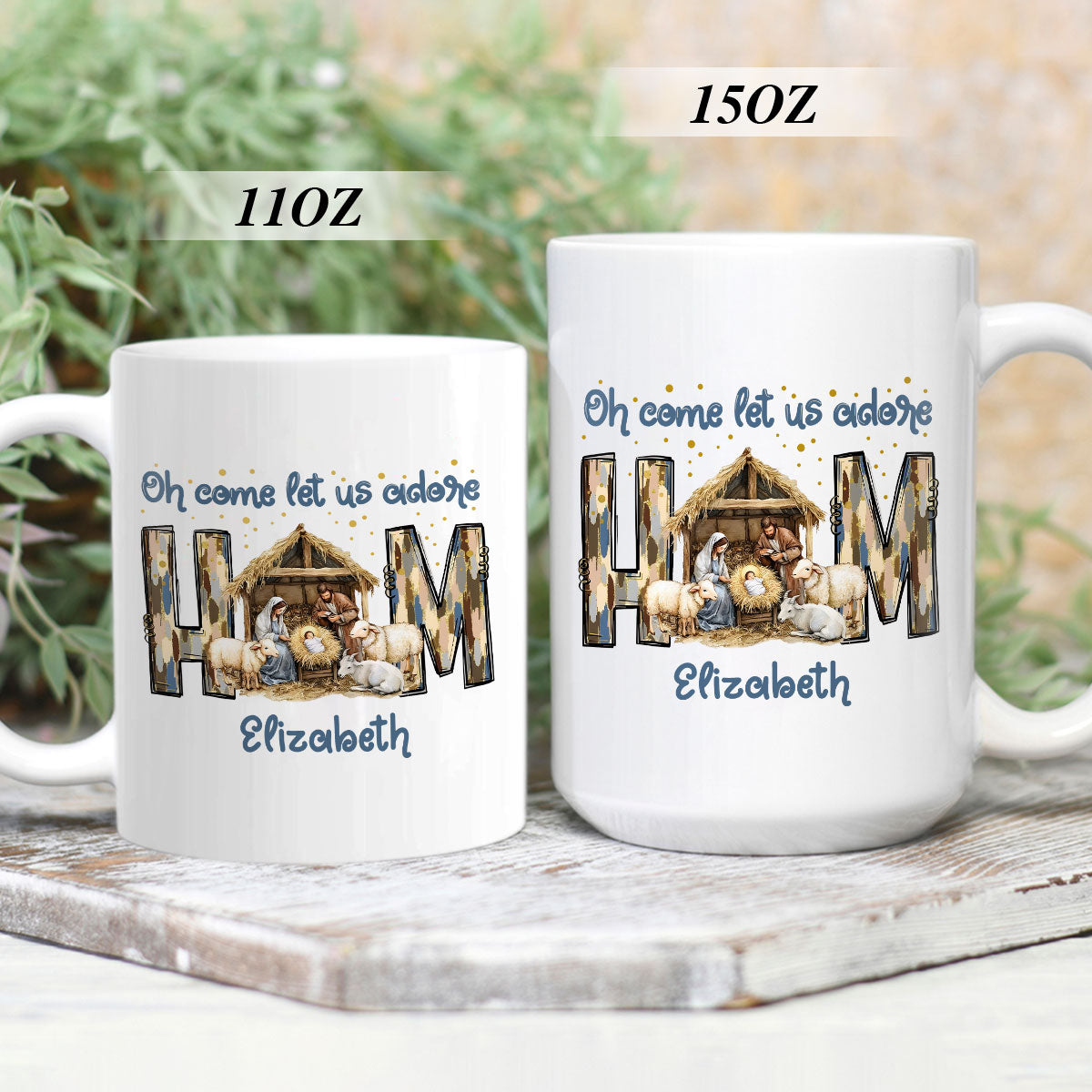 Oh Come Let Us Adore | Personalized White Ceramic Mug