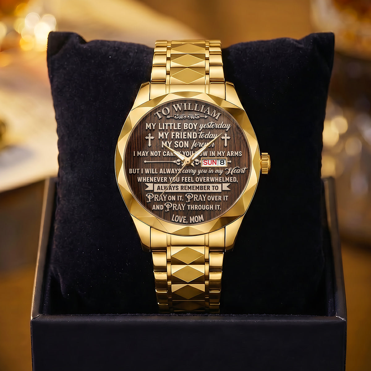 Pray On It Pray Over It Pray Through It | Personalized Men's Wrist Watch