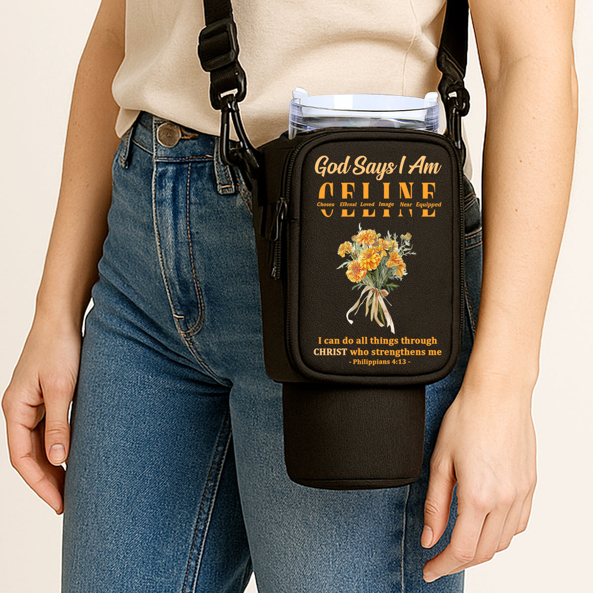God Says I Am | Personalized Tumbler Holder Bag