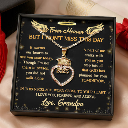 I Am In Heaven  | Personalized Grad Cap Heart Necklace With Box&Card