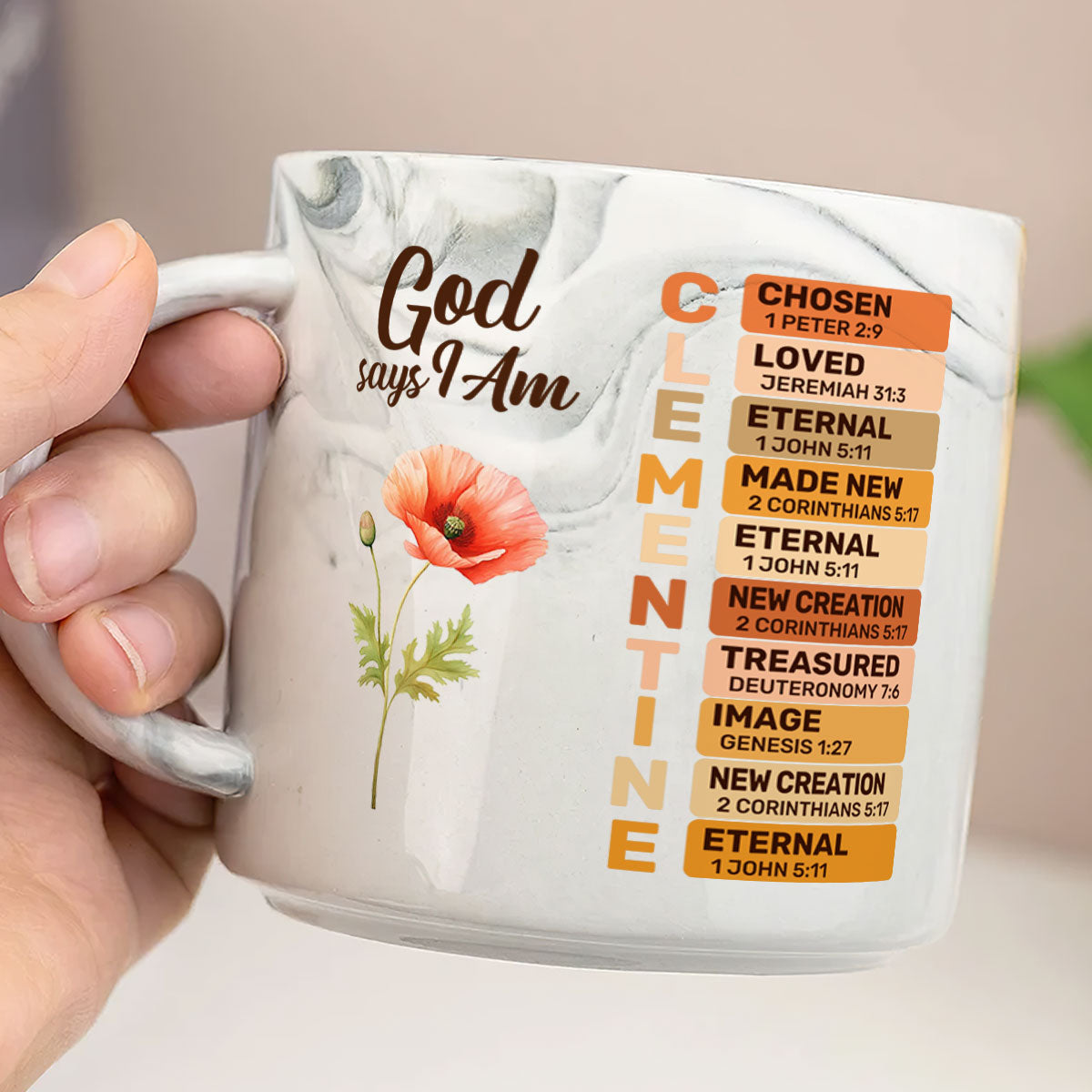God Says I Am | Personalized Marble Mug
