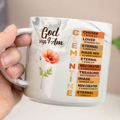 God Says I Am | Personalized Marble Mug