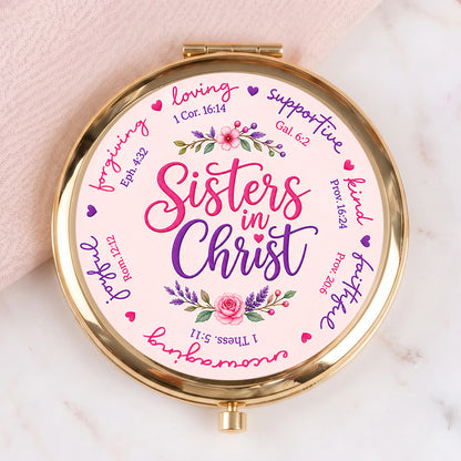 Sisters in Christ | Personalized Circle Metallic Mirror