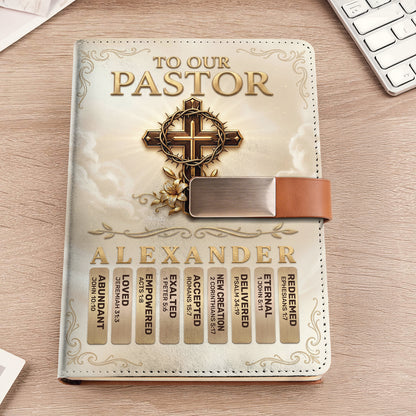 To Our Pastor For Having The Heart Of A Servant Leader | Personalized Leather Notebook & Pen Set