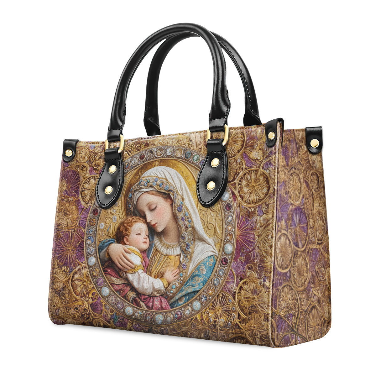 Divine Madonna And Child | Leather Handbag