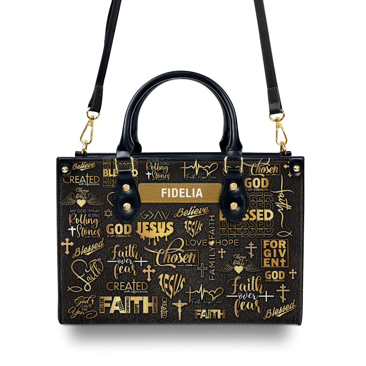 Faith Pray Jesus | Personalized Leather Handbag JSLHBHLPA1562TA