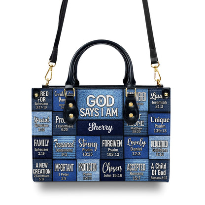God Says I Am | Personalized Leather Handbag JSLHBPH1329TA