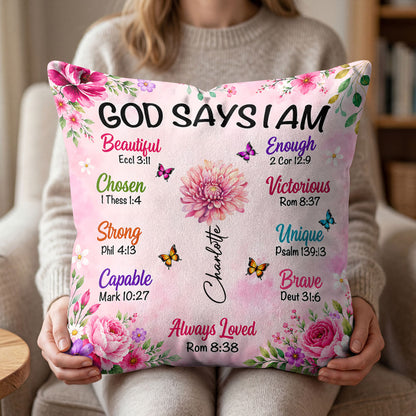 God Says I Am | Personalized Crystal Velvet Pillow