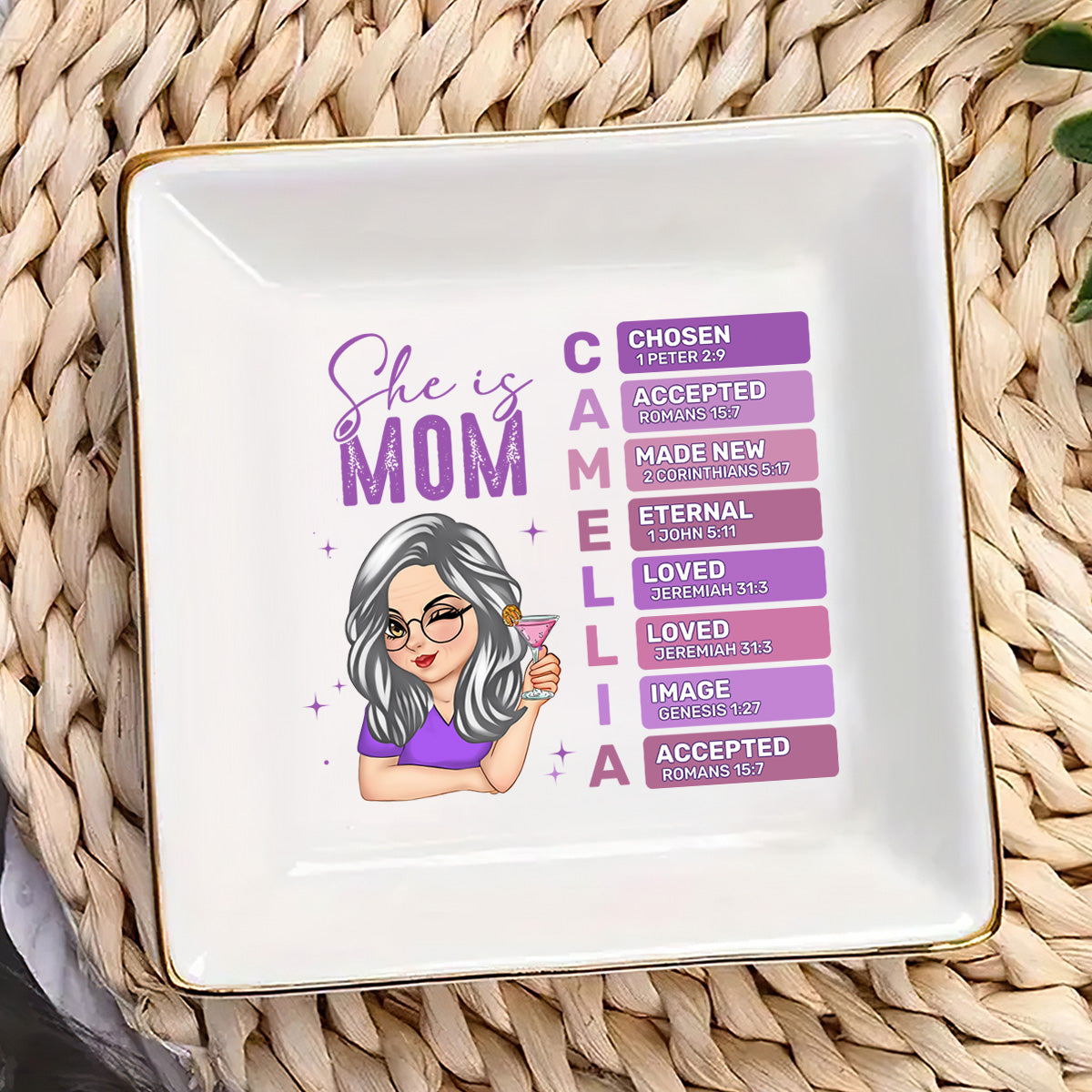 She Is Mom | Personalized Jewelry Dish
