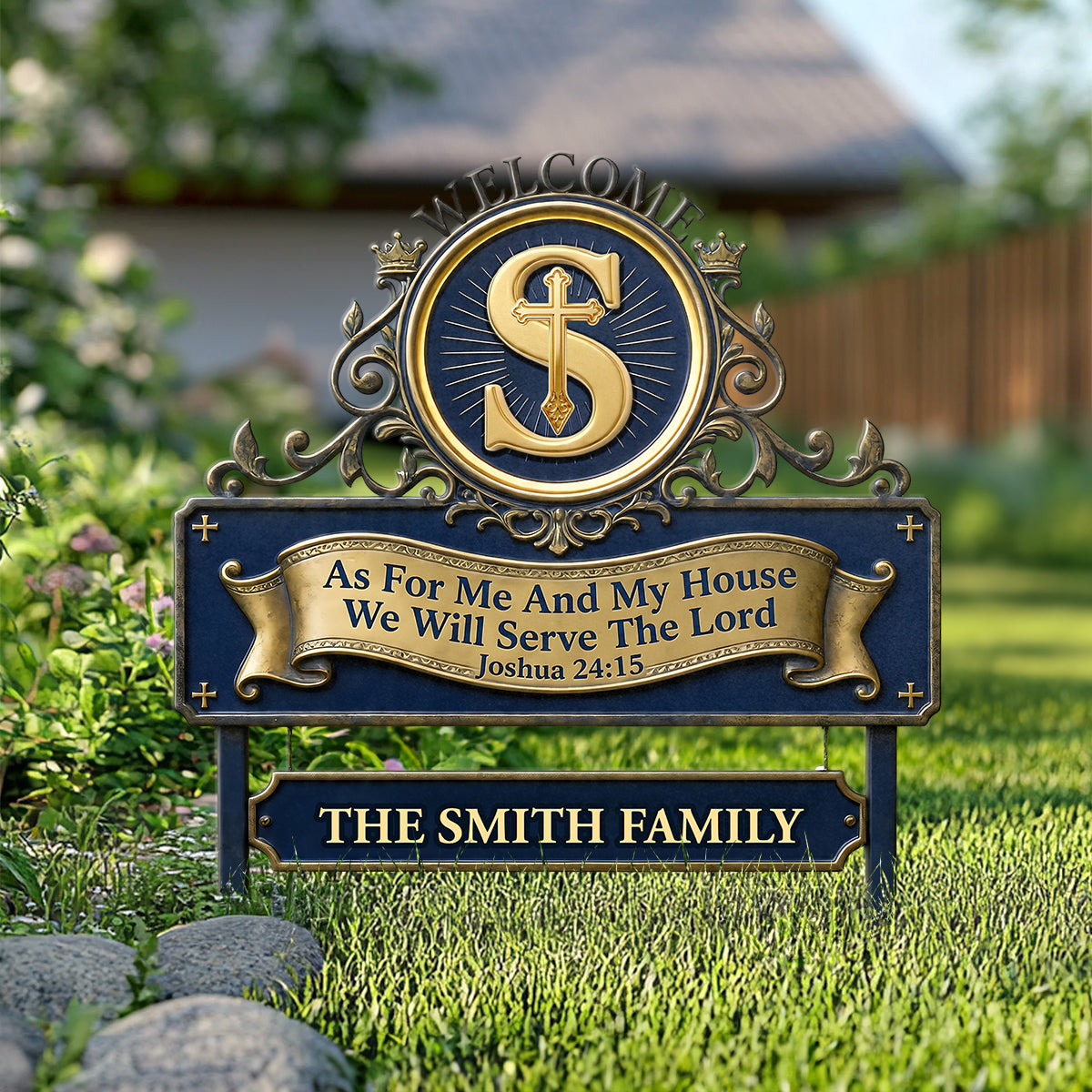 As For Me And My House We Will Serve The Lord | Personalized Metal Garden Stake