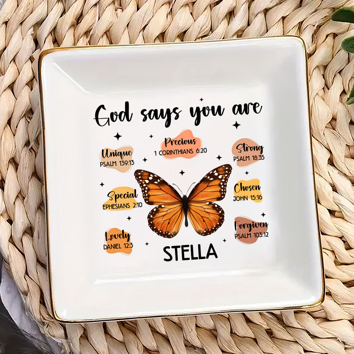 God Says I Am Butterfly | Personalized Jewelry Dish
