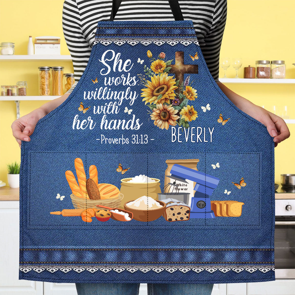 She Works Willingly With Her Hands | Personalized Apron With Pocket