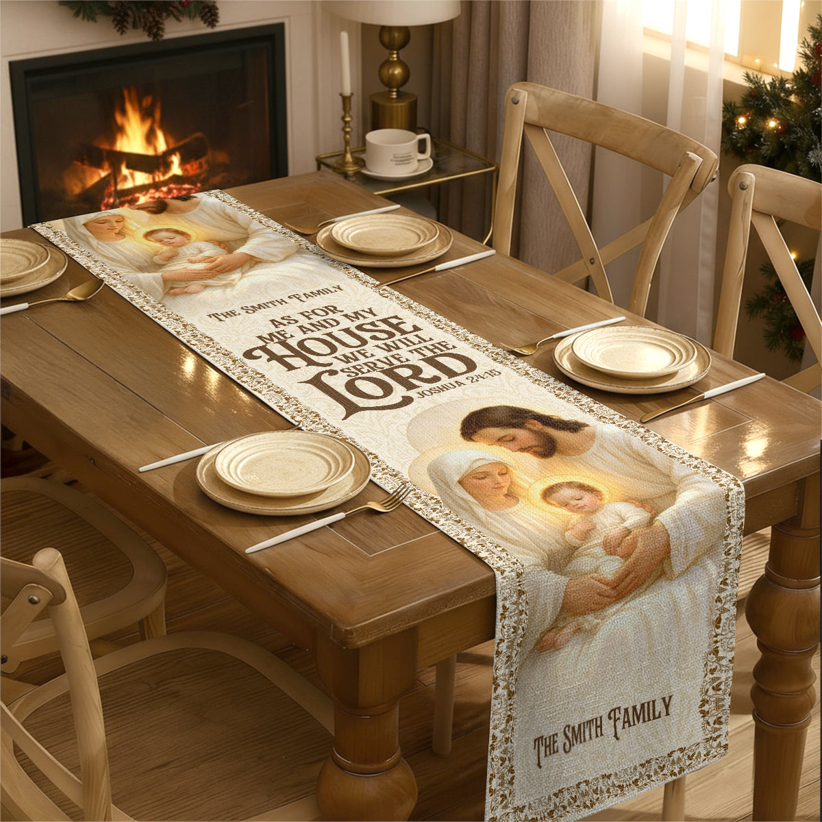 As For Me And My House We Will Serve The Lord | Personalized Table Runner